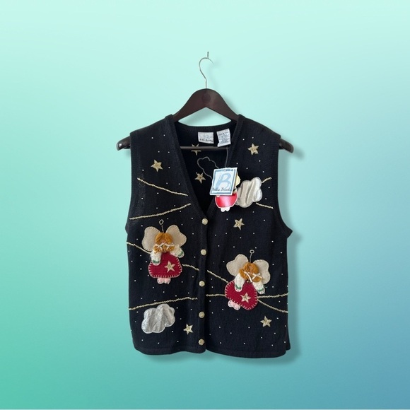 Bobbie Brooks Vintage (RARE) NWT Angel Vest, Size S 4/6, Embroidered and Beaded - Picture 1 of 5